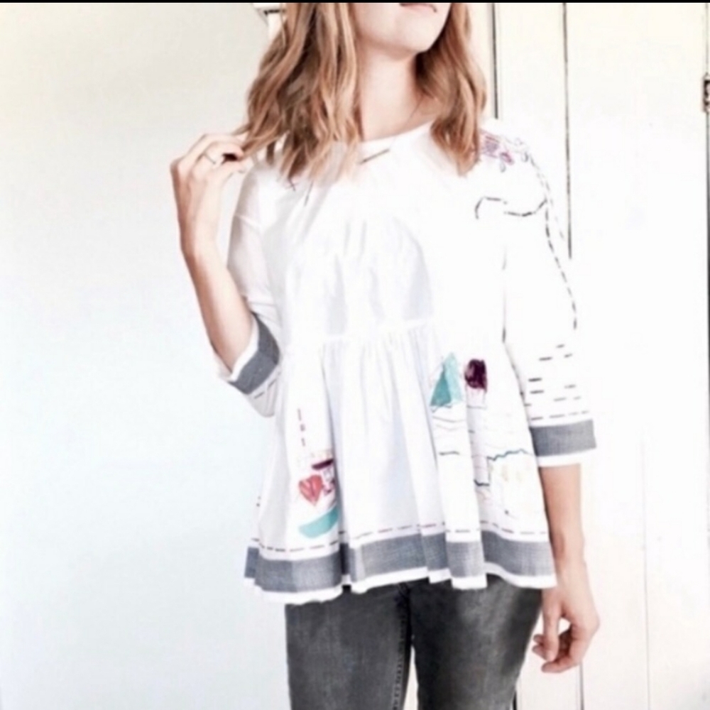 Anthropologie holding horses white blouse Small S